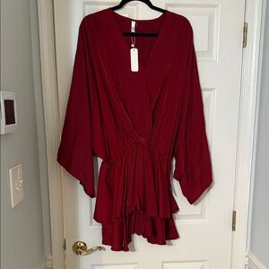 Elegant Red V-Neck Dress